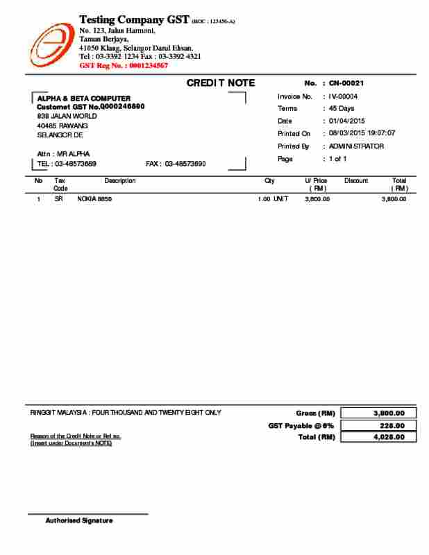 02 Sales Credit Note